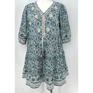 Soft Surroundings Nerissa Dress Size 1X Knee Length Boho Cover Up Cotton Resort